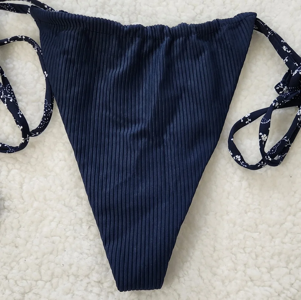 New!Frankie's‎ Bikinis Tia Ribbed String Bikini Bottom-Dixie